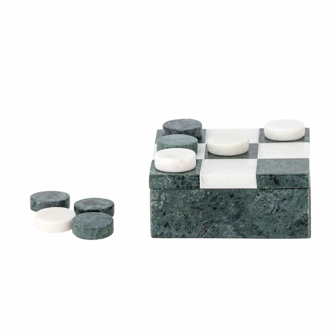 Bloomingville Aske Tic‑Tac‑Toe – Grön Marmor – 12×12×5 cm Bloomingville