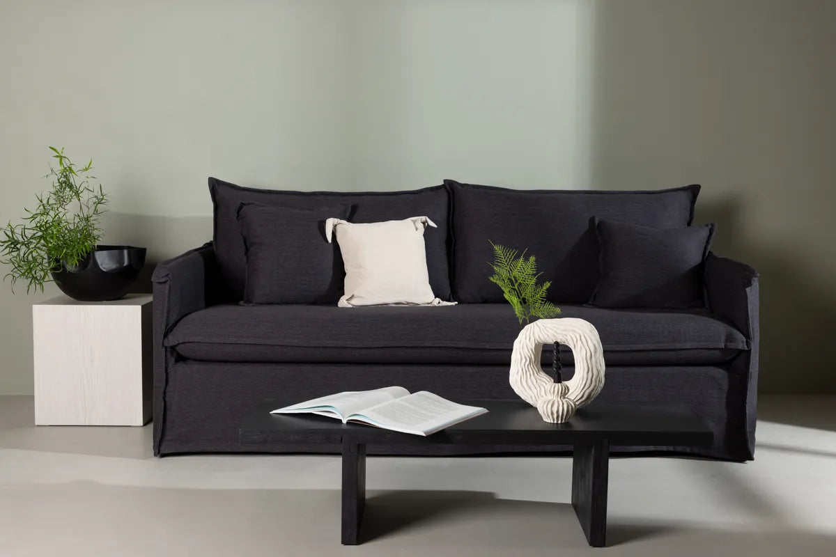 Venture Design Nova 3‑sits Soffa Svart –  Linnedesign med Hög Komfort och Tidlös Stil