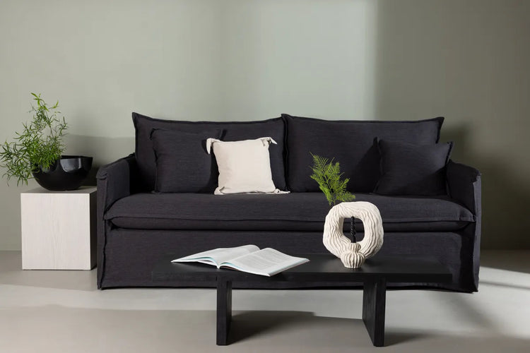 Venture Design Nova 3‑sits Soffa Svart –  Linnedesign med Hög Komfort och Tidlös Stil