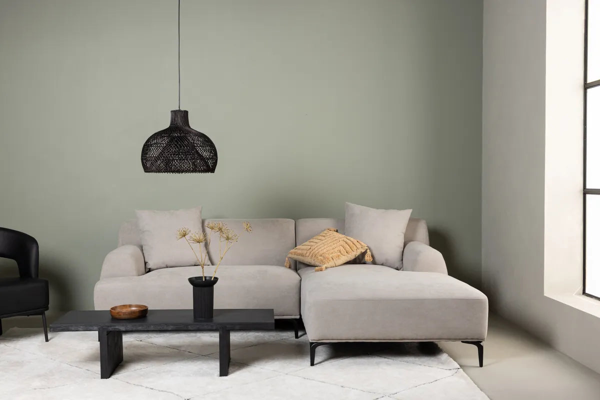 Venture Design Viskan 3‑sits Soffa Light Grey – Modern Divansoffa med Lyxig Design och Svarta Metallben