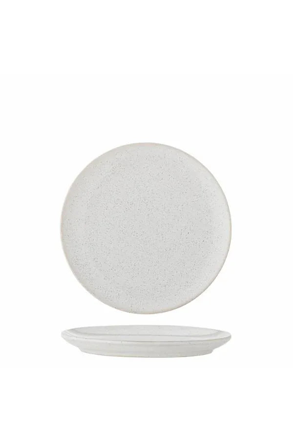Bloomingville Addison Tallrik 20 cm – Vit Stengods med Spräcklig Glasyr Bloomingville