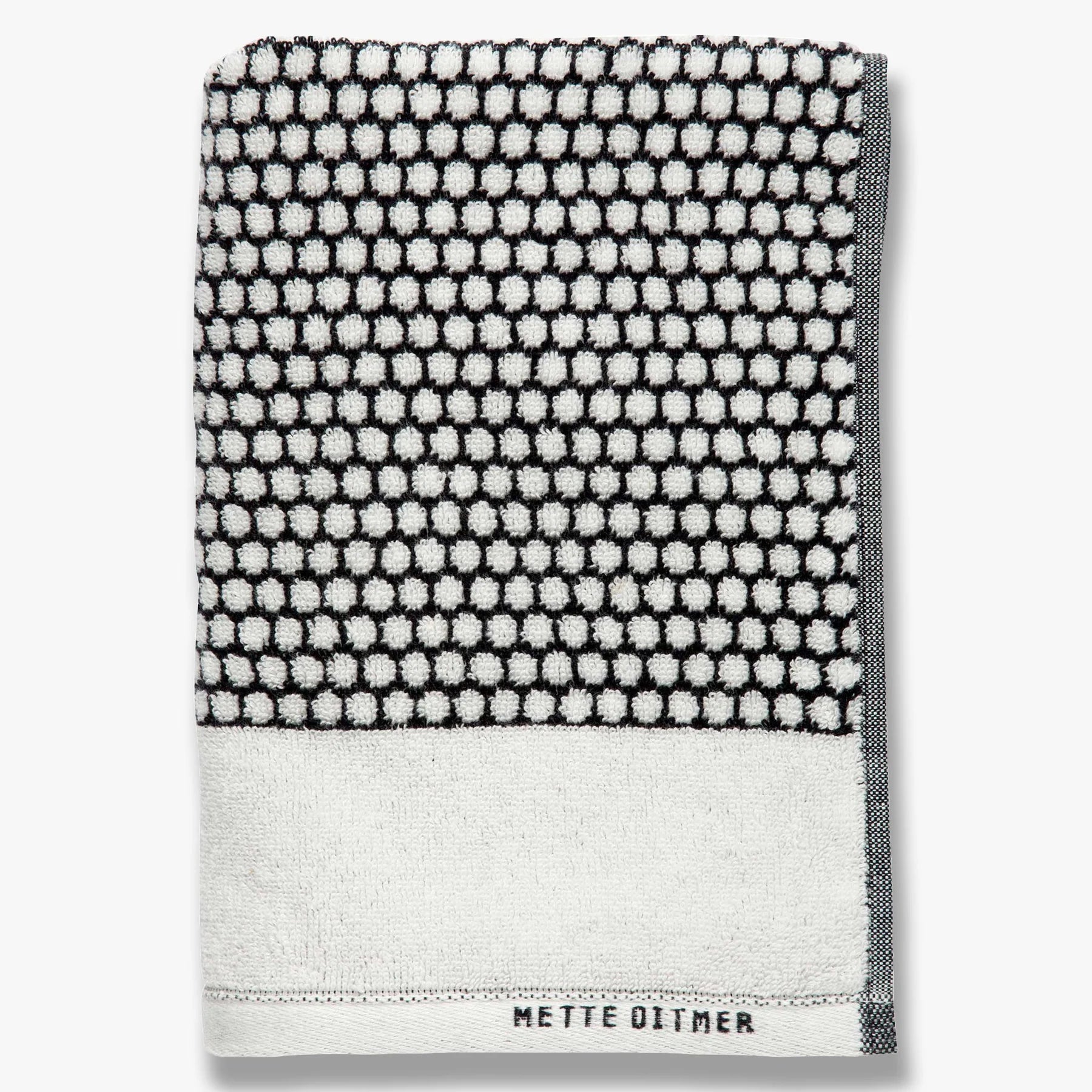 Mette Ditmer Grid Handduk Svart/Off‑White – certifierad Bomull