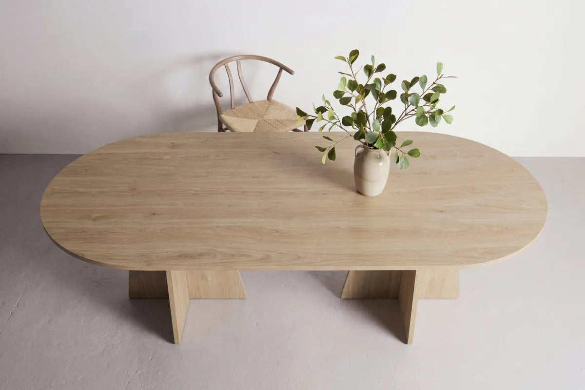 Venture Design Bootcut Matbord Natur – Ovalt Bord i Ljust Trä med Skulpturala Ben