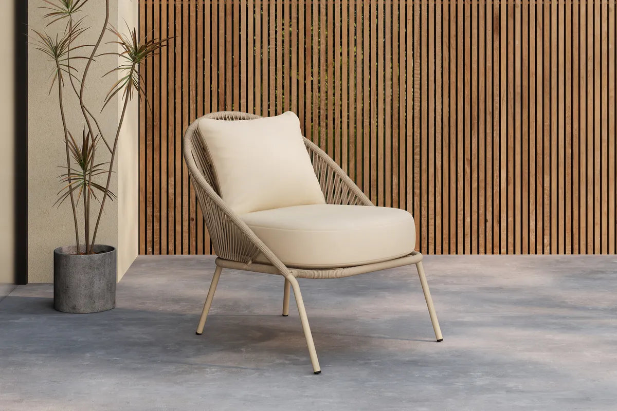 Venture Design Lindos Loungfåtölj Beige 2-pack – Elegant Stol i Stål med Rundad Design