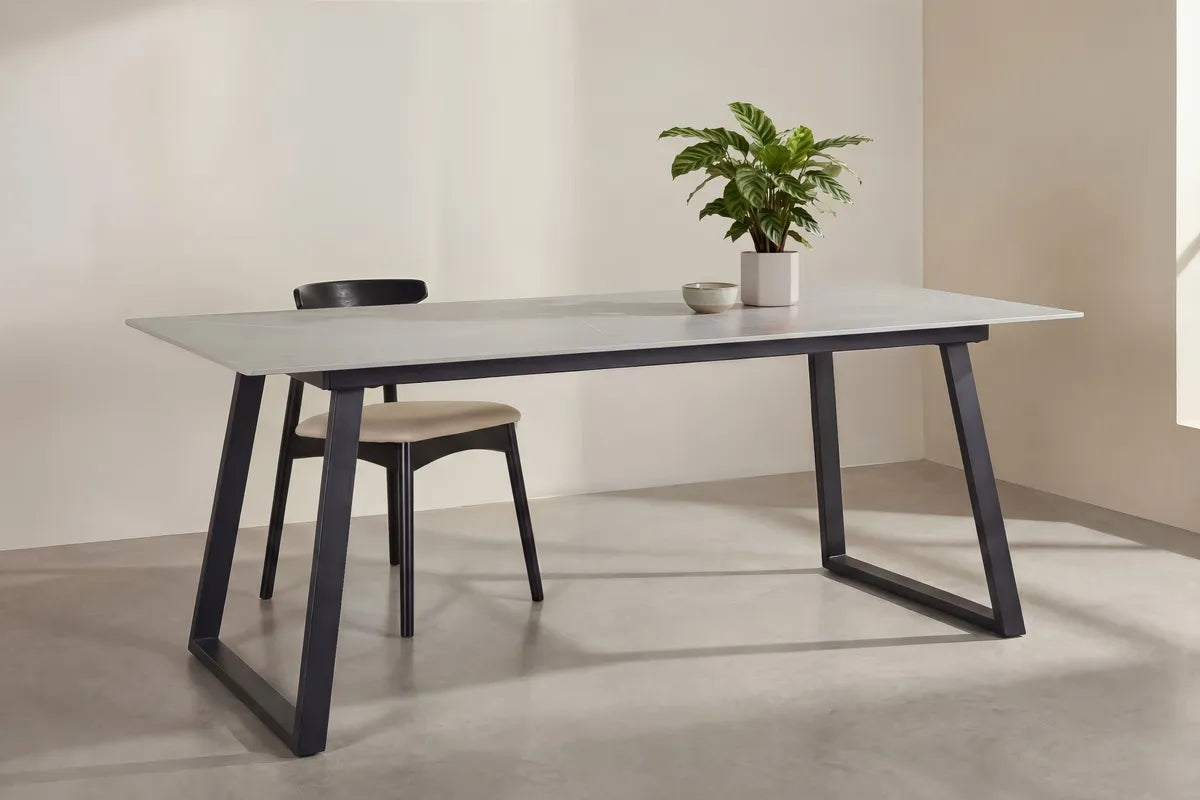Venture Design Estelle Matbord Mörkgrå – Rektangulärt Bord med Marmorlook
