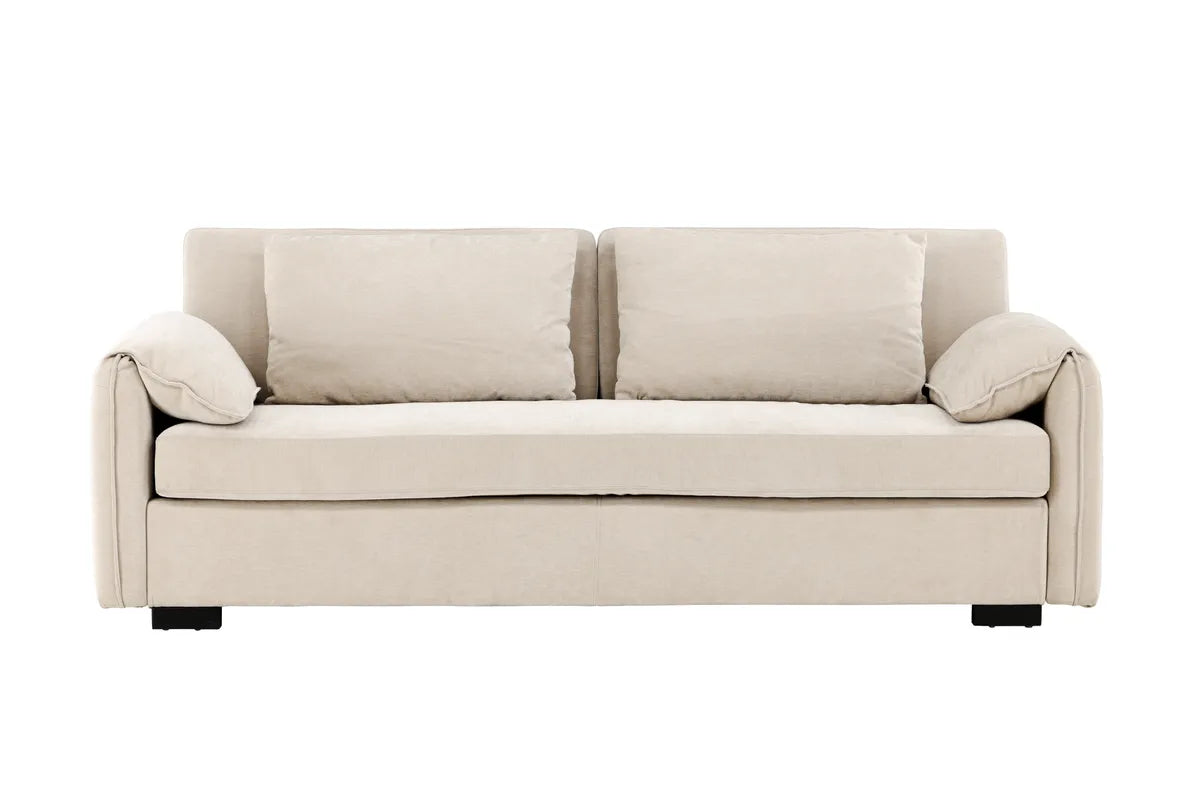 Venture Design Malva 3‑sits Soffa Beige – Ombonad Design med Mjuka Armstöd och Tidlös Komfort