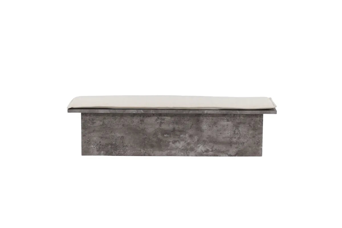 Venture Design Kellogg Bänk Grå – Industriell Design med Beige Dyna och Sten‑look