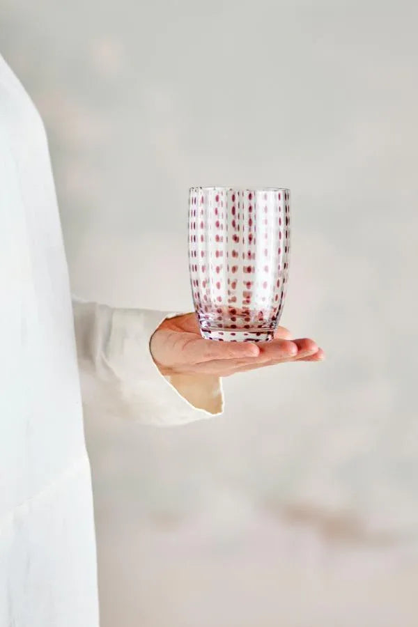 Bloomingville Brinley Dricksglas – Brunt Munblåst Dricksglas med Prickdekor Bloomingville