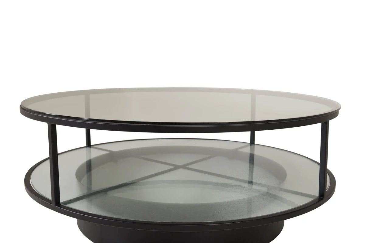 Venture Design Falsterbo Soffbord Svart – Runt Glasbord med Metallram