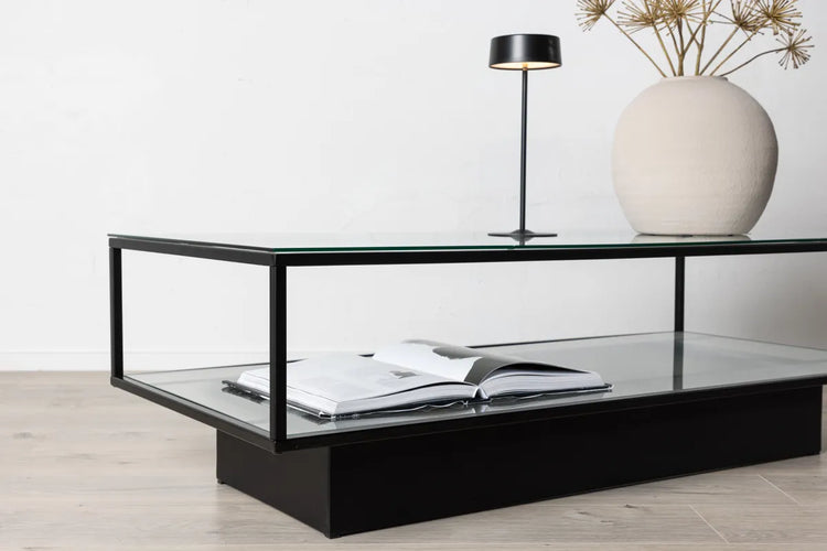 Venture Design Maglehem Soffbord Svart – Glasbord med Metallunderrede