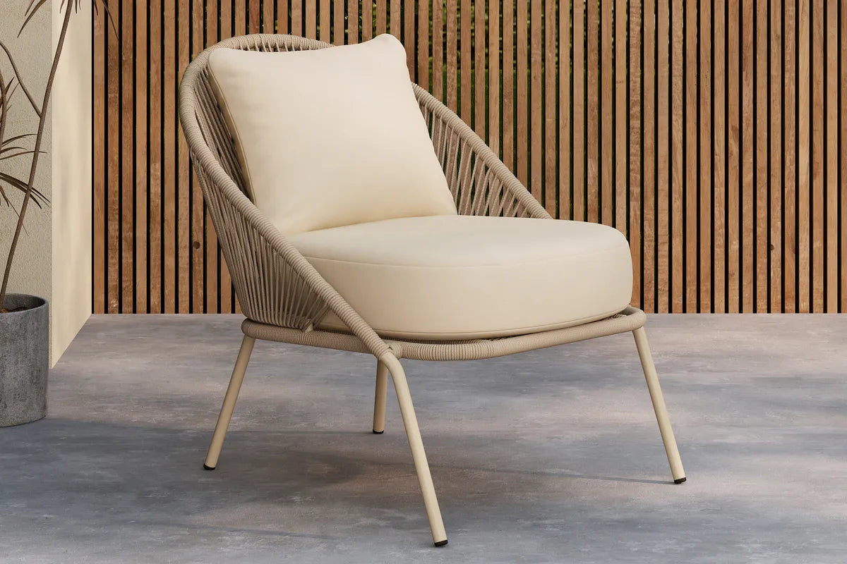 Venture Design Lindos Loungfåtölj Beige 2-pack – Elegant Stol i Stål med Rundad Design