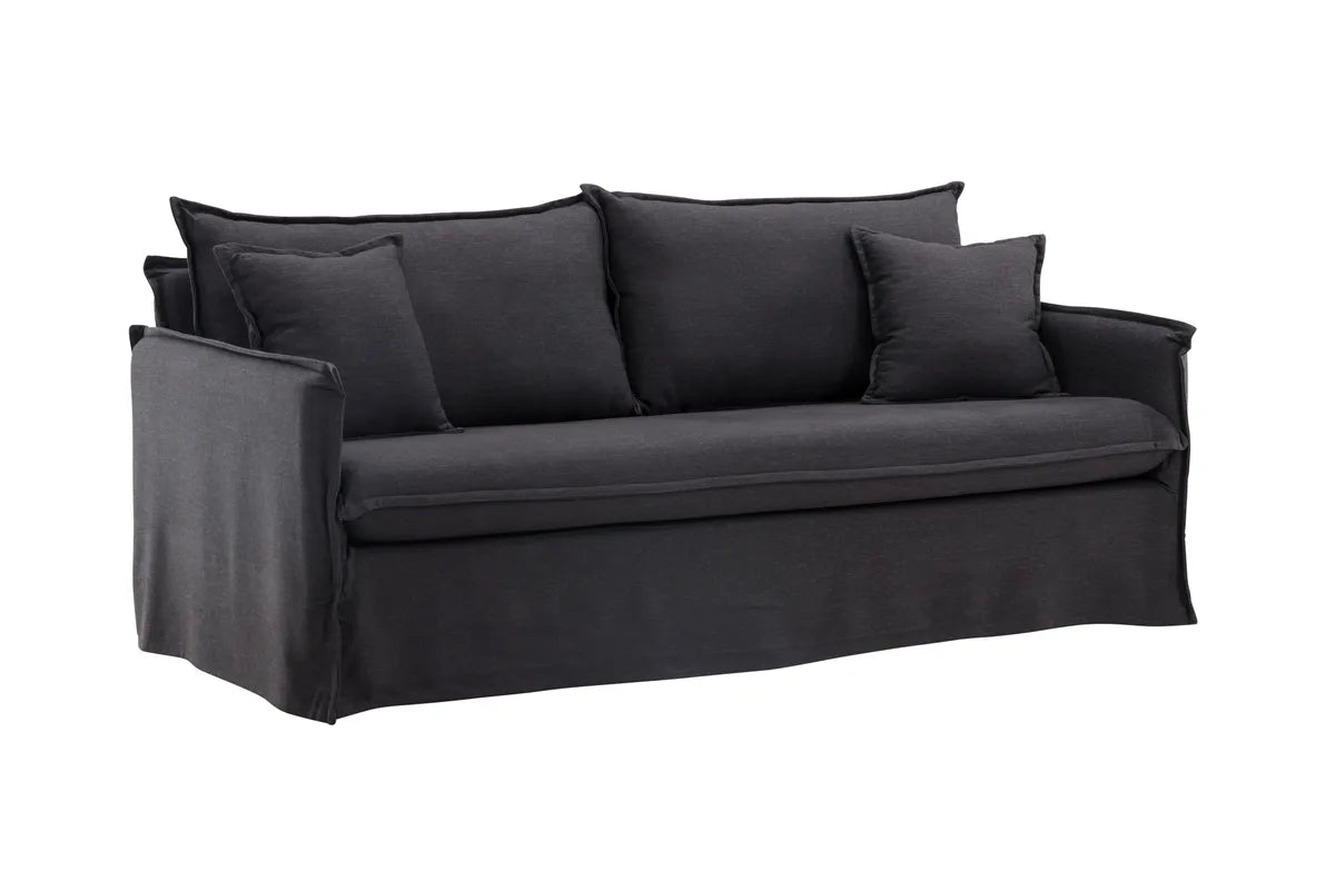 Venture Design Nova 3‑sits Soffa Svart –  Linnedesign med Hög Komfort och Tidlös Stil