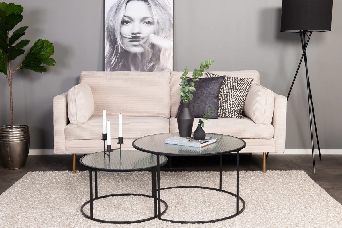 Venture Design Boom 3‑sits Soffa Beige – Tidlös Manchesterdesign med Modern 50‑talskänsla