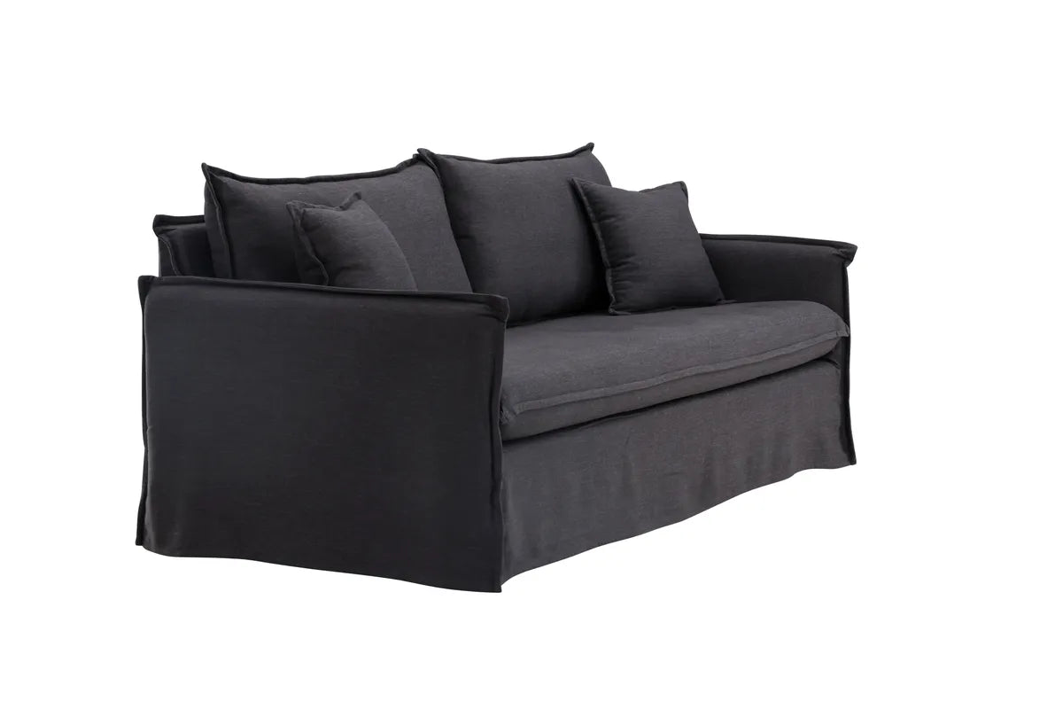 Venture Design Nova 3‑sits Soffa Svart –  Linnedesign med Hög Komfort och Tidlös Stil