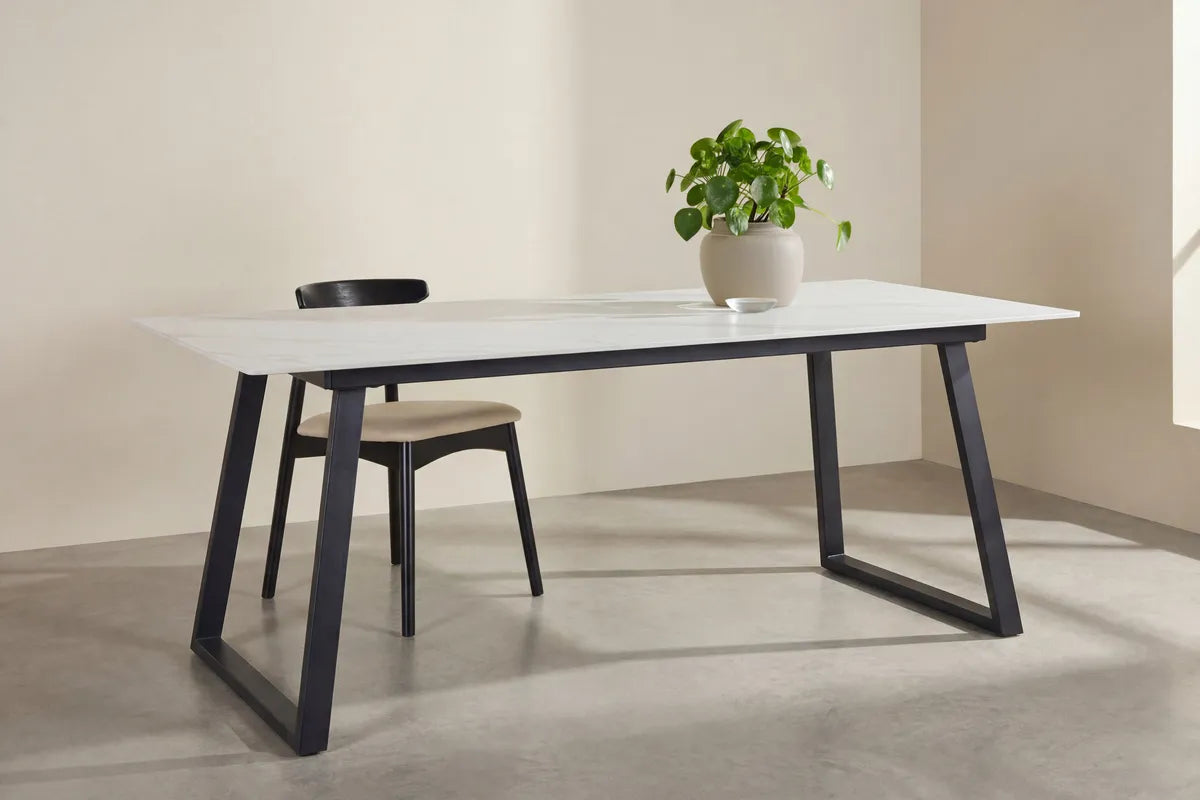 Venture Design Estelle Matbord Vit – Rektangulärt Bord med Marmorlook