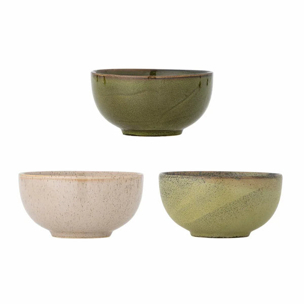 Bloomingville Addison Skål Set om 3 – Grön Stengods D16 cm Bloomingville
